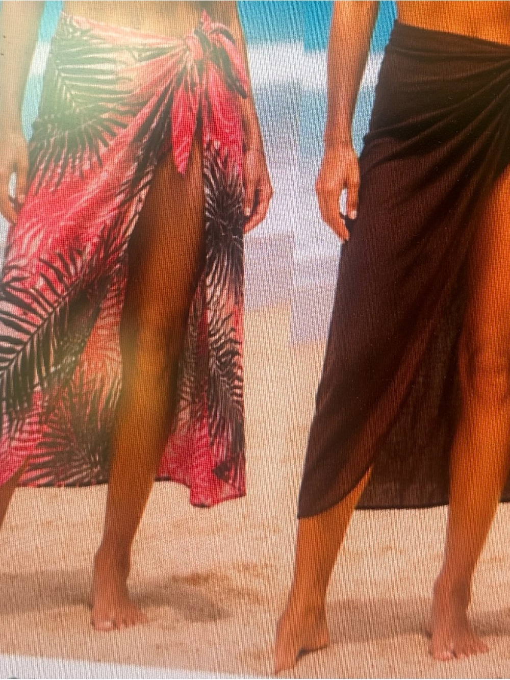 Tommy Bahama Sarong Wrap Cover Ups Bundle of 2 | Tropical Print & Solid Brown